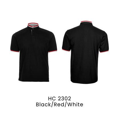 HC 2302 Black/Red/White - HC23 stand collar polo shirt