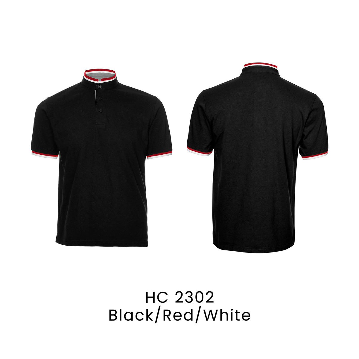 HC 2302 Black/Red/White - HC23 stand collar polo shirt