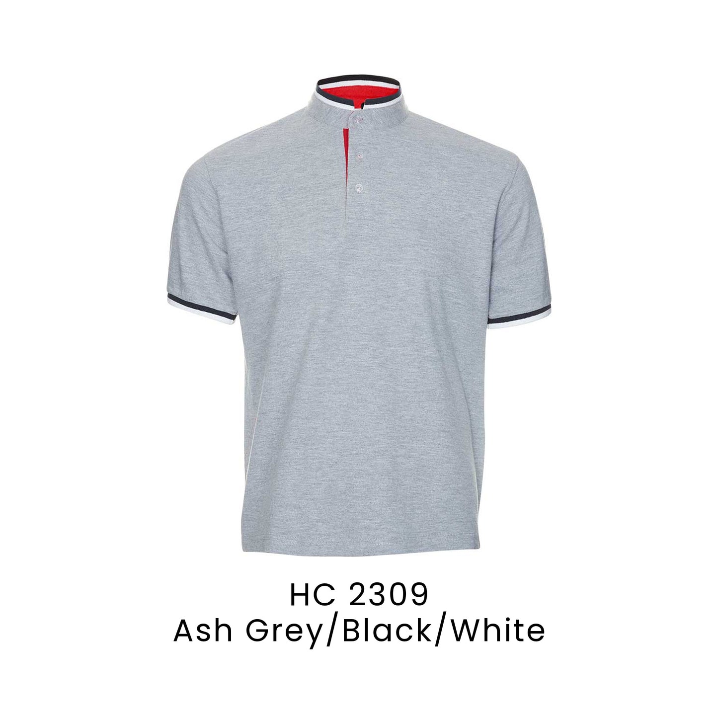 HC 2309 Ash Grey/Black/White - HC23 stand collar polo shirt