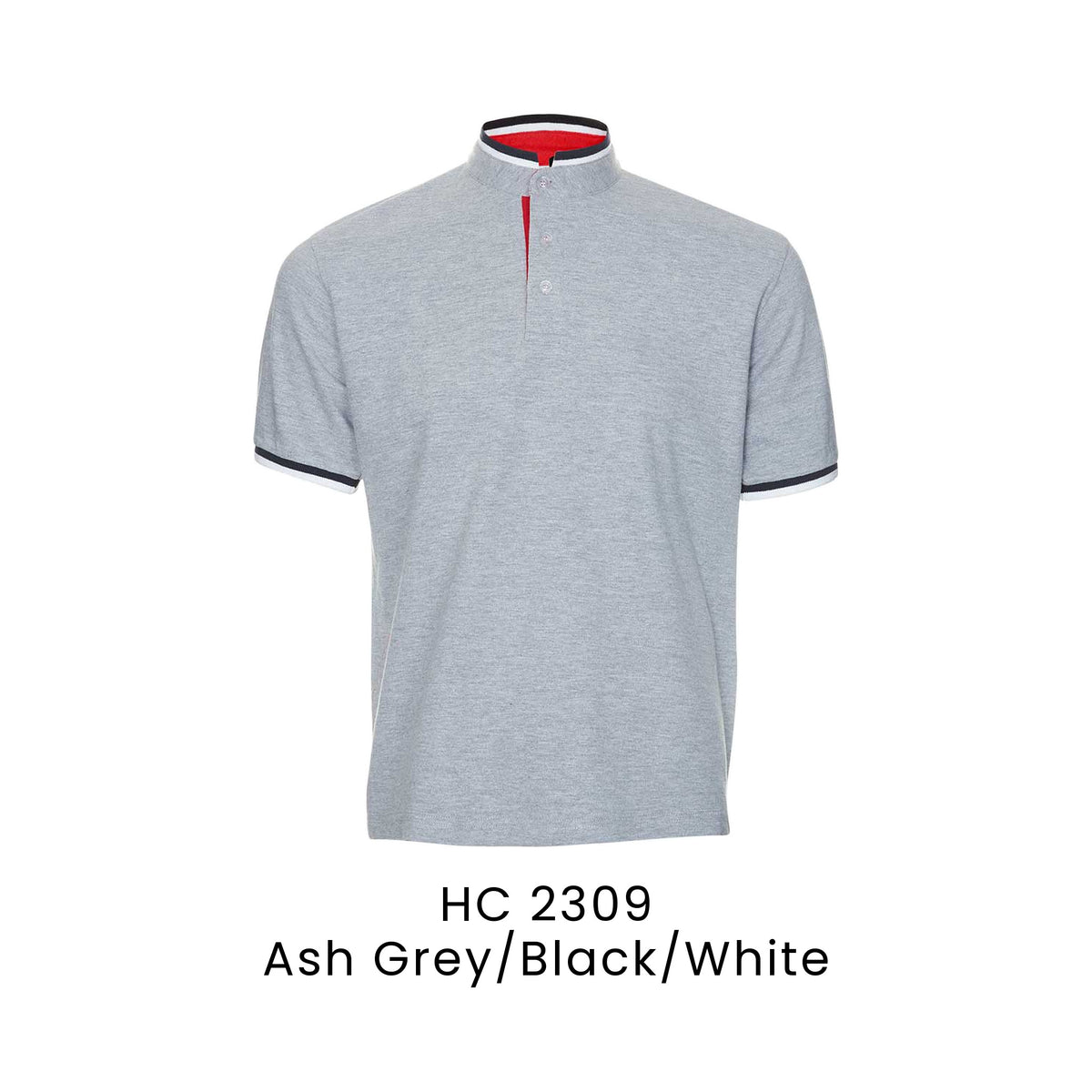 HC 2309 Ash Grey/Black/White - HC23 stand collar polo shirt
