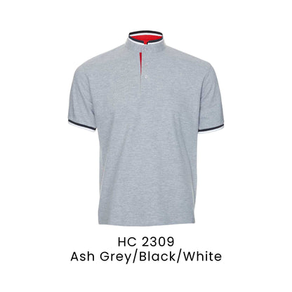 HC 2309 Ash Grey/Black/White - HC23 stand collar polo shirt