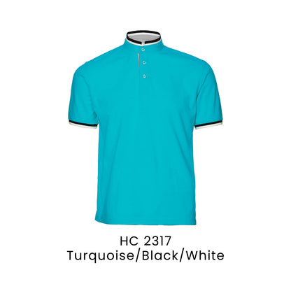 HC 2317 Turquoise/Black/White - HC23 stand collar polo shirt