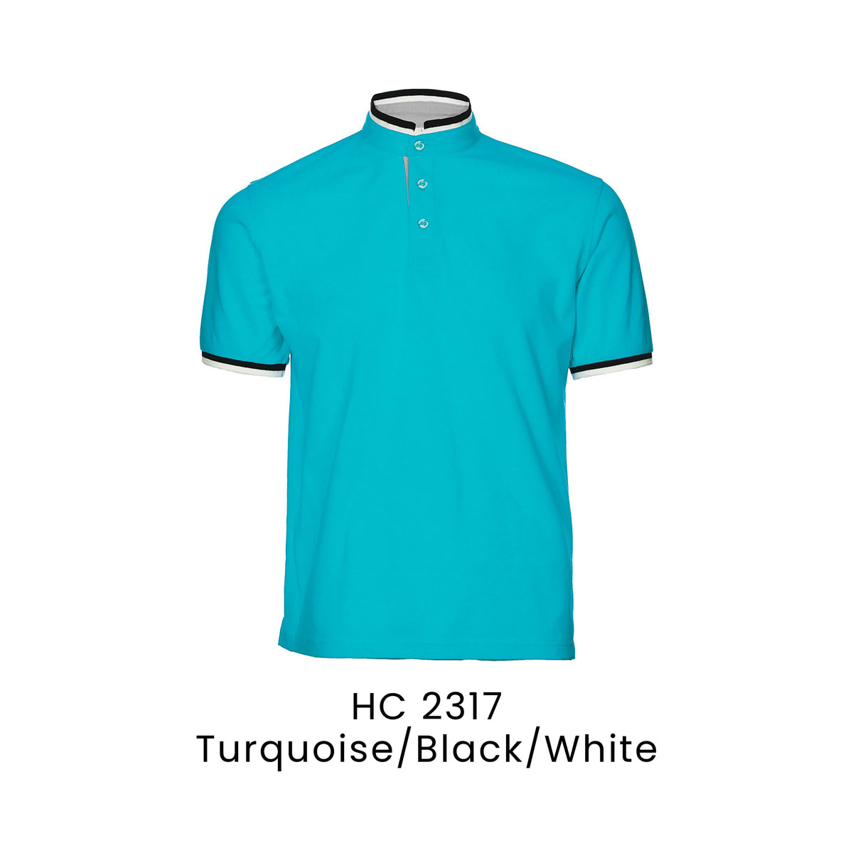 HC 2317 Turquoise/Black/White - HC23 stand collar polo shirt