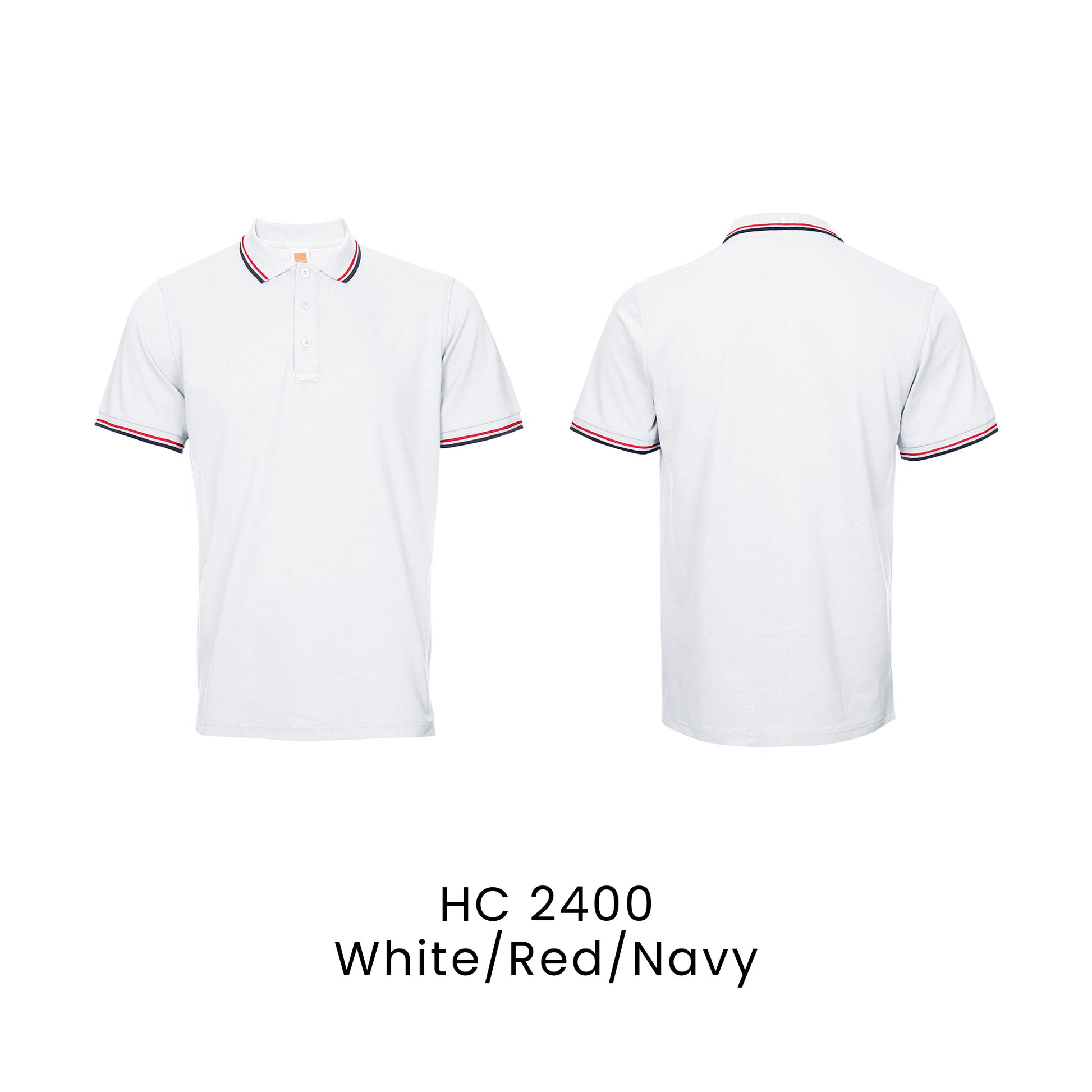 HC 2400 White/Red/Navy - HC24 honeycomb polo shirt