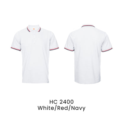 HC 2400 White/Red/Navy - HC24 honeycomb polo shirt