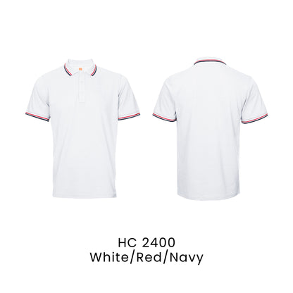 HC 2400 White/Red/Navy - HC24 honeycomb polo shirt
