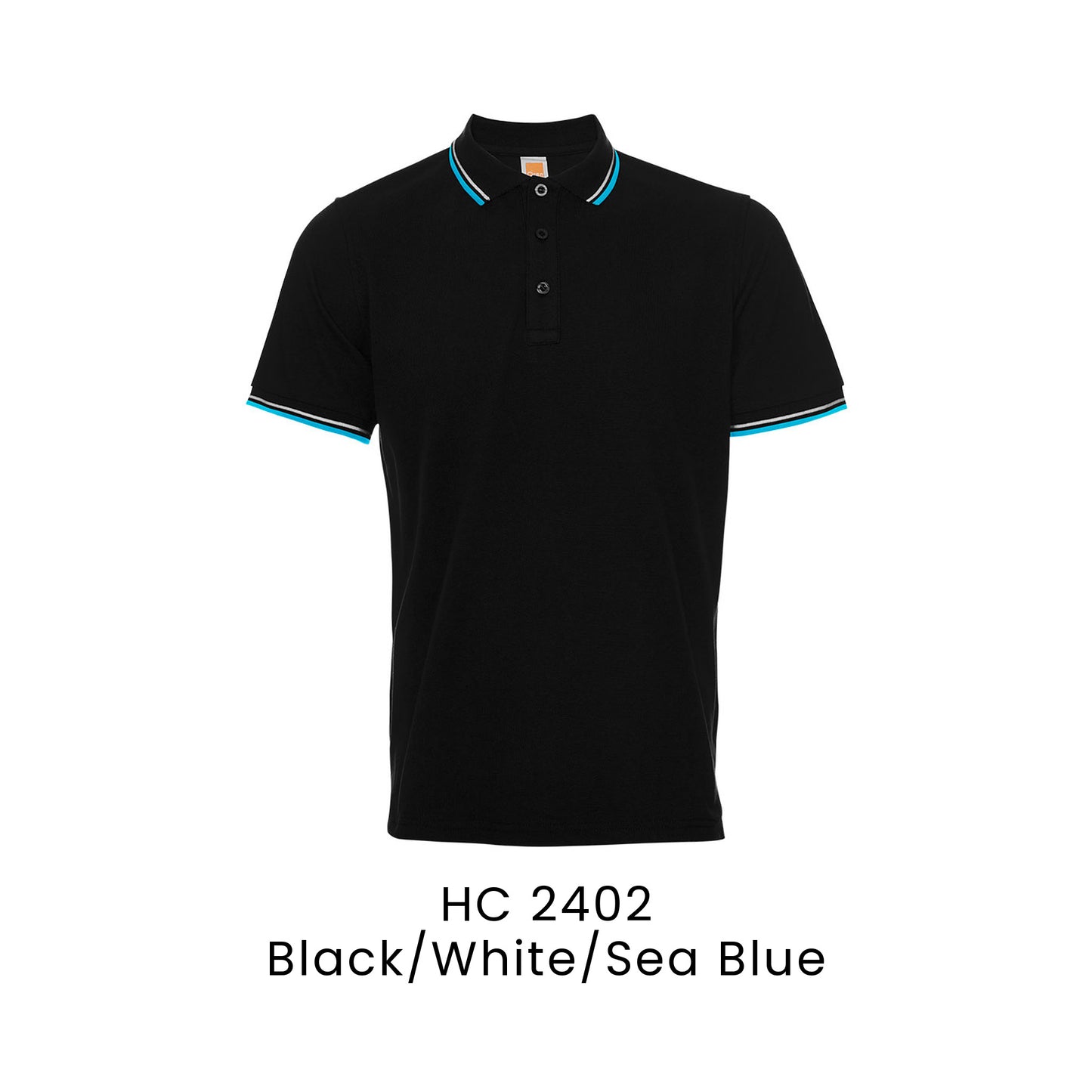 HC 2402 Black/White/Sea Blue - HC24 honeycomb polo shirt