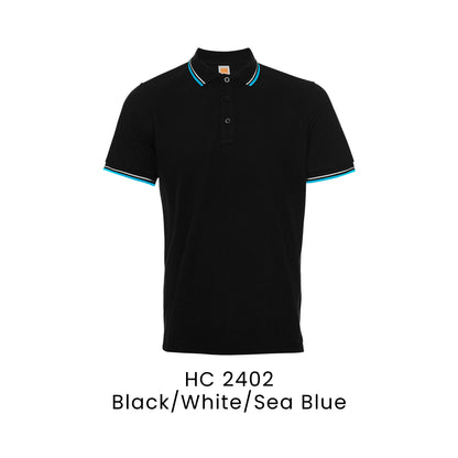 HC 2402 Black/White/Sea Blue - HC24 honeycomb polo shirt