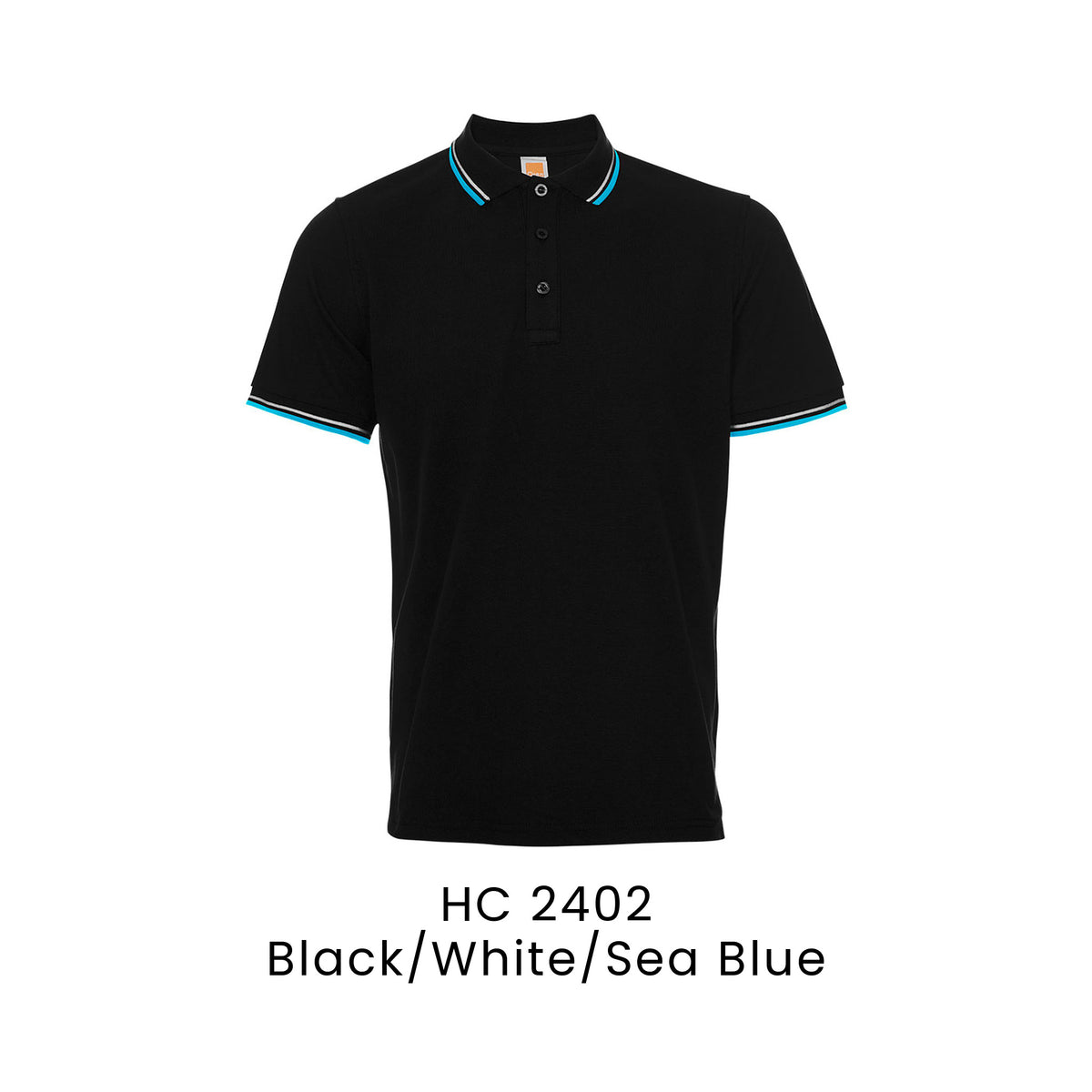 HC 2402 Black/White/Sea Blue - HC24 honeycomb polo shirt