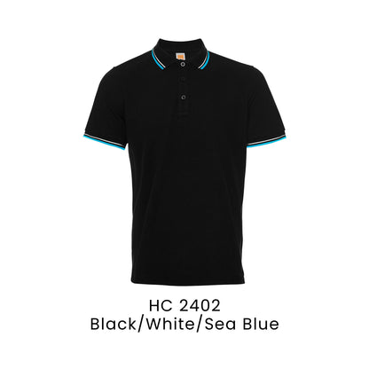 HC 2402 Black/White/Sea Blue - HC24 honeycomb polo shirt