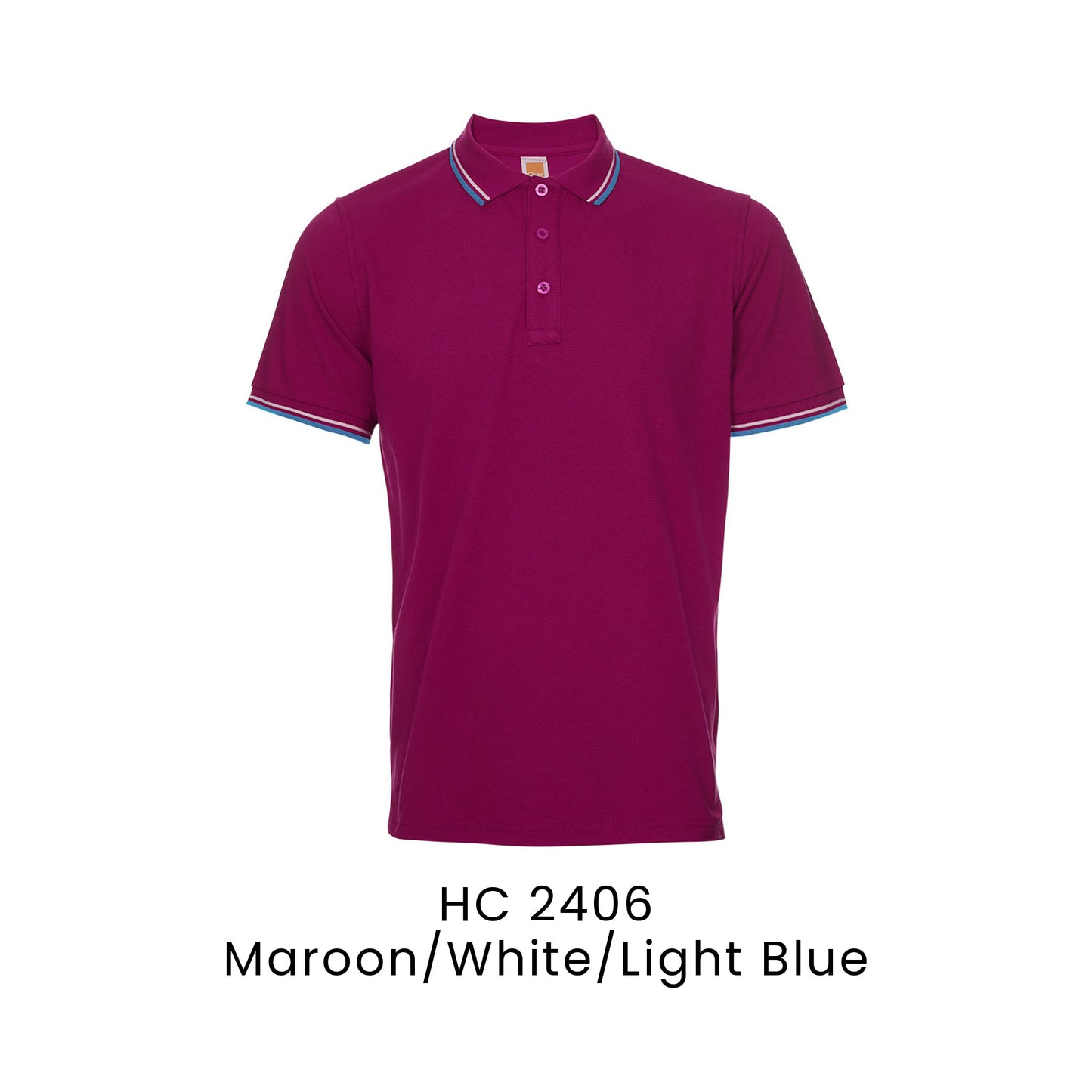 HC 2406 Maroon/White/Light Blue - HC24 honeycomb polo shirt
