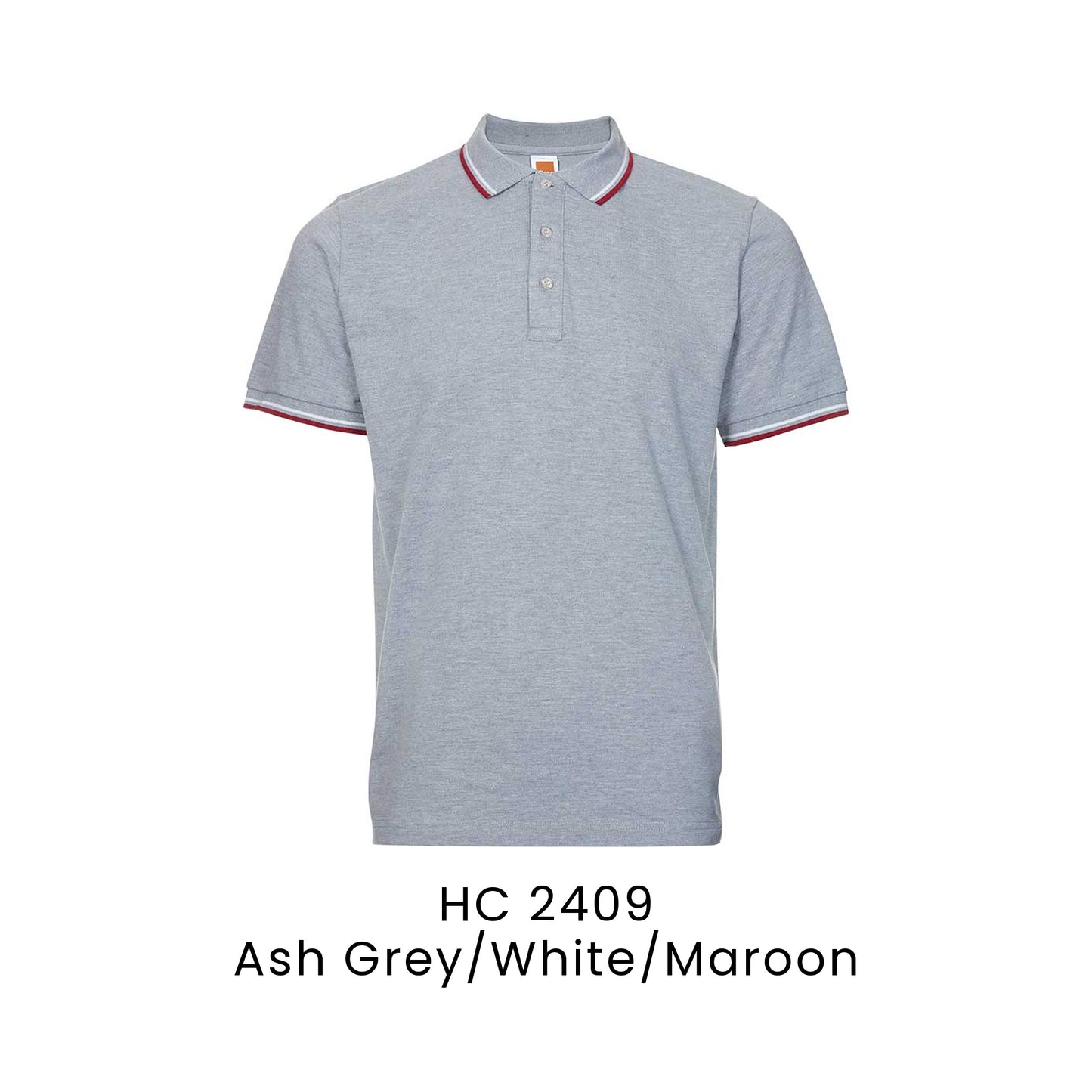 HC 2409 Ash Grey/White/Maroon - HC24 honeycomb polo shirt