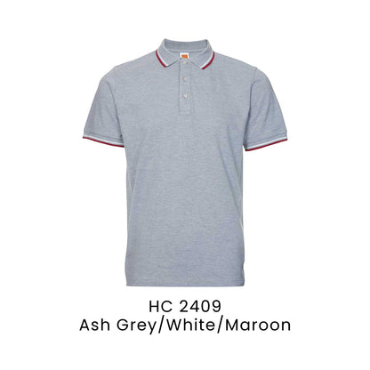 HC 2409 Ash Grey/White/Maroon - HC24 honeycomb polo shirt