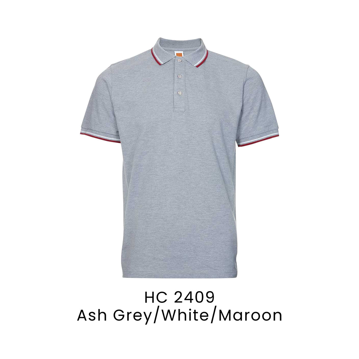 HC 2409 Ash Grey/White/Maroon - HC24 honeycomb polo shirt