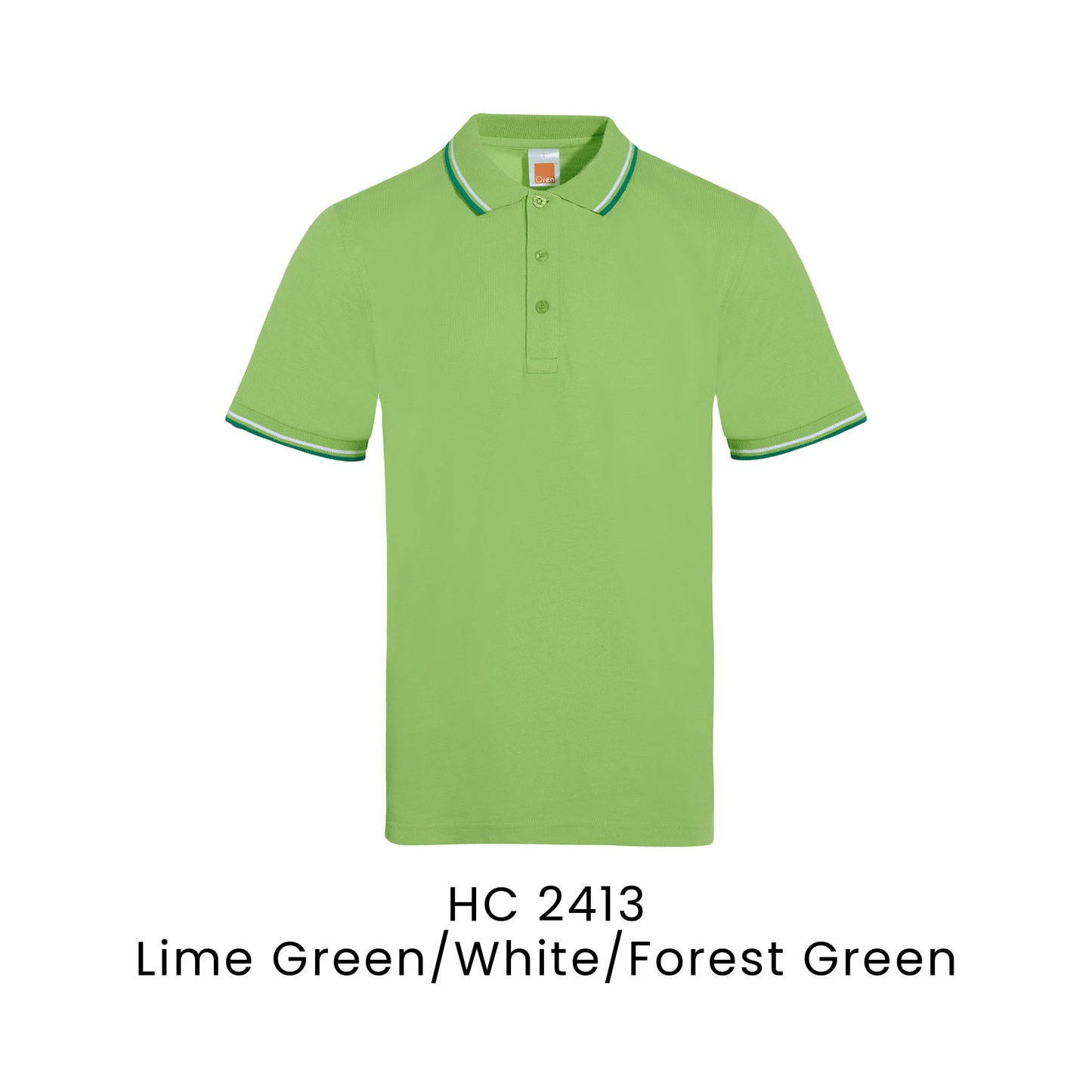 HC 2413 Lime Green/White/Forest Green - HC24 honeycomb polo shirt
