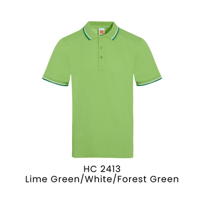HC 2413 Lime Green/White/Forest Green - HC24 honeycomb polo shirt