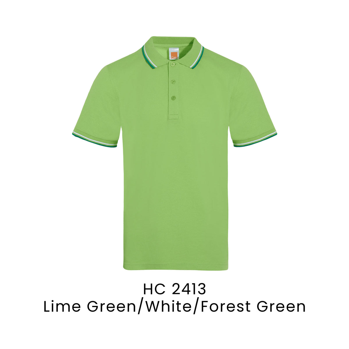 HC 2413 Lime Green/White/Forest Green - HC24 honeycomb polo shirt