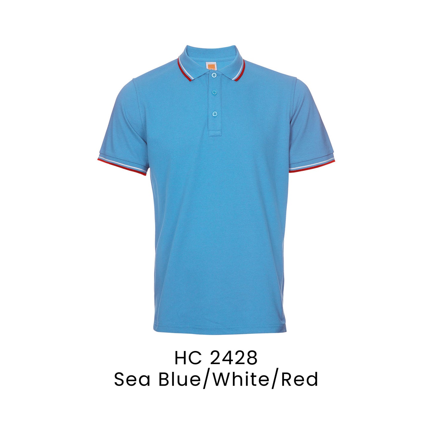HC 2428 Sea Blue/White/Red - HC24 honeycomb polo shirt