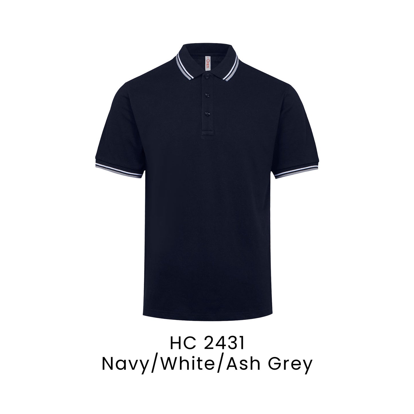 HC 2431 Navy/White/Ash Grey - HC24 honeycomb polo shirt