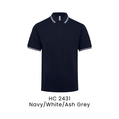 HC 2431 Navy/White/Ash Grey - HC24 honeycomb polo shirt