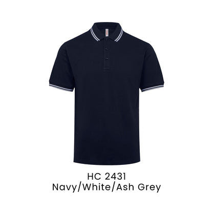 HC 2431 Navy/White/Ash Grey - HC24 honeycomb polo shirt