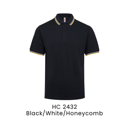 HC 2432 Black/White/Honeycomb - HC24 honeycomb polo shirt