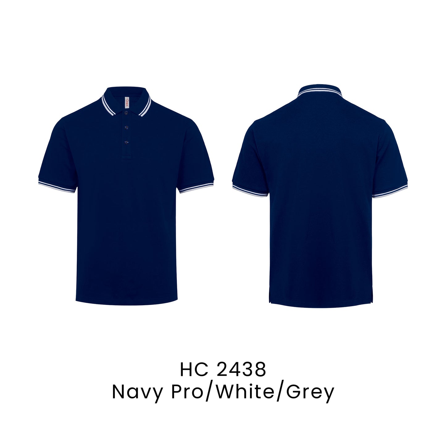HC 2438 Navy Pro/White/Grey - HC24 honeycomb polo shirt