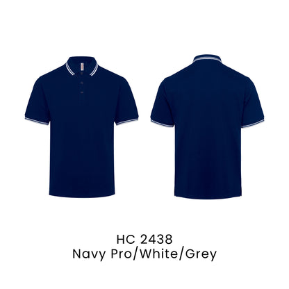 HC 2438 Navy Pro/White/Grey - HC24 honeycomb polo shirt