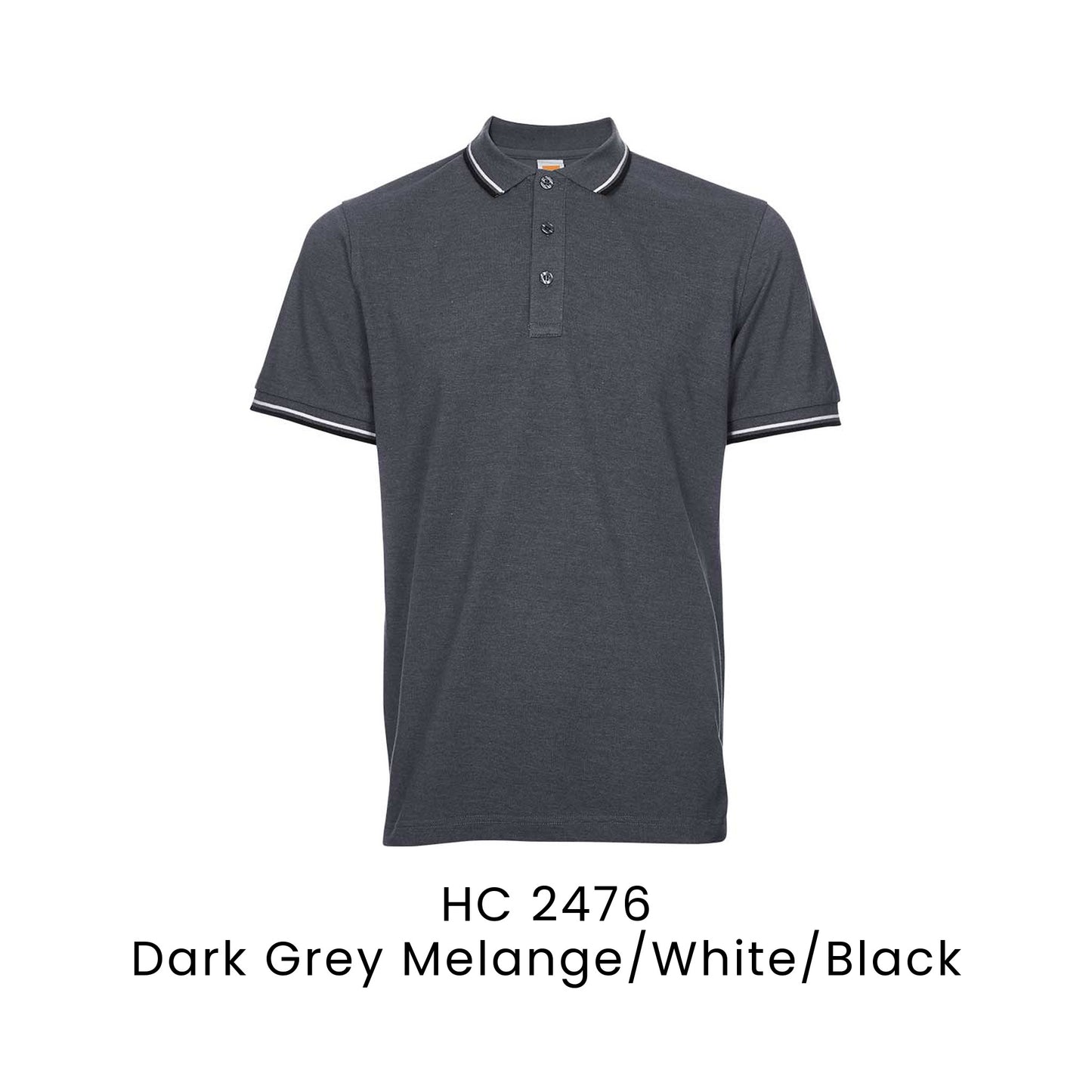 HC 2476 Dark Grey Melange/White/Black - HC24 honeycomb polo shirt