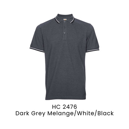 HC 2476 Dark Grey Melange/White/Black - HC24 honeycomb polo shirt