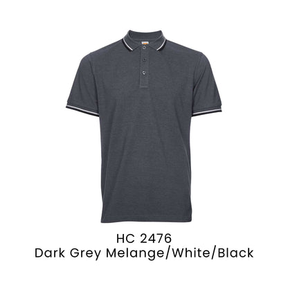 HC 2476 Dark Grey Melange/White/Black - HC24 honeycomb polo shirt