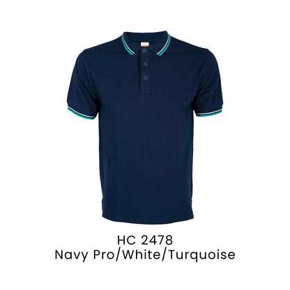 HC 2478 Navy Pro/White/Turquoise - HC24 honeycomb polo shirt