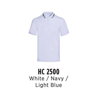 hc2500-custom-polo-unisex-cvc-honeycomb-white-navy-light-blue