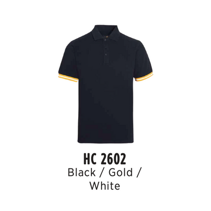 hc2602-custom-polo-unisex-cvc-honeycomb-black-gold-white