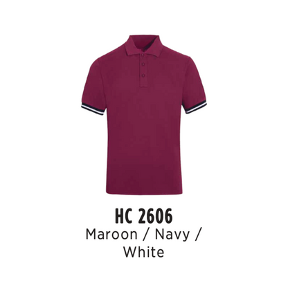 hc2606-custom-polo-unisex-cvc-honeycomb-maroon-navy-white