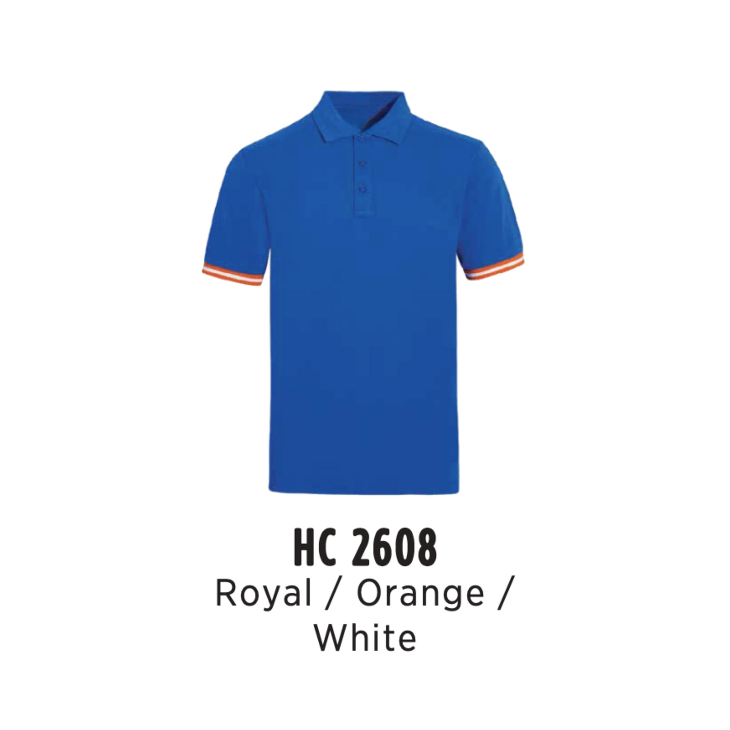 hc2608-custom-polo-unisex-cvc-honeycomb-royal-orange-white