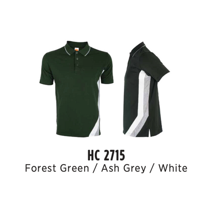 Polo | CVC Honeycomb | Cut & Sew | Unisex | 220gsm | Forest Green/Ash Grey/White | HC2715