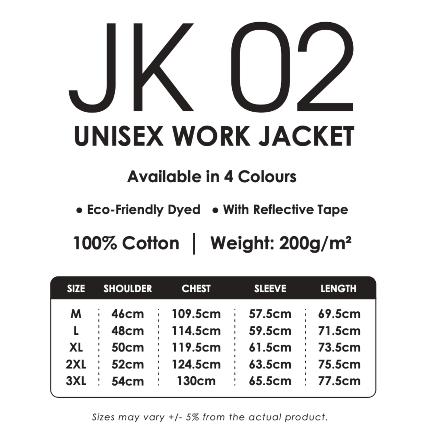 jk02-work-jacket-with-reflective-tape-cotton-unisex-size-chart