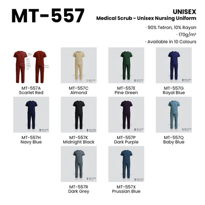 MT-557 — all 10 colourways with codes and names