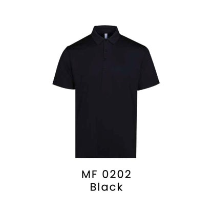 MF0202 Black premium dry-fit polo shirt 170gsm unisex nylon spandex – custom logo printing & embroidery Malaysia