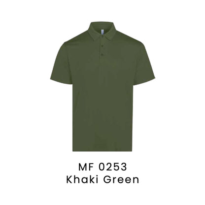 MF0253 Khaki Green premium dry-fit polo shirt 170gsm unisex nylon spandex – custom logo printing & embroidery Malaysia