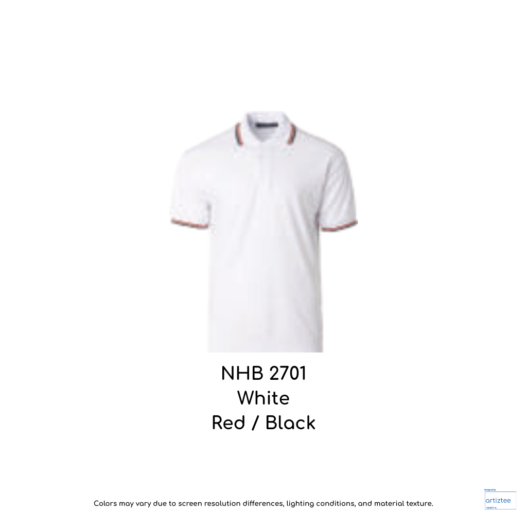 Polo Saffron Unisex 220gsm White Red Black NHB2701