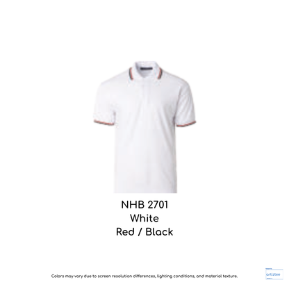 Polo Saffron Unisex 220gsm White Red Black NHB2701