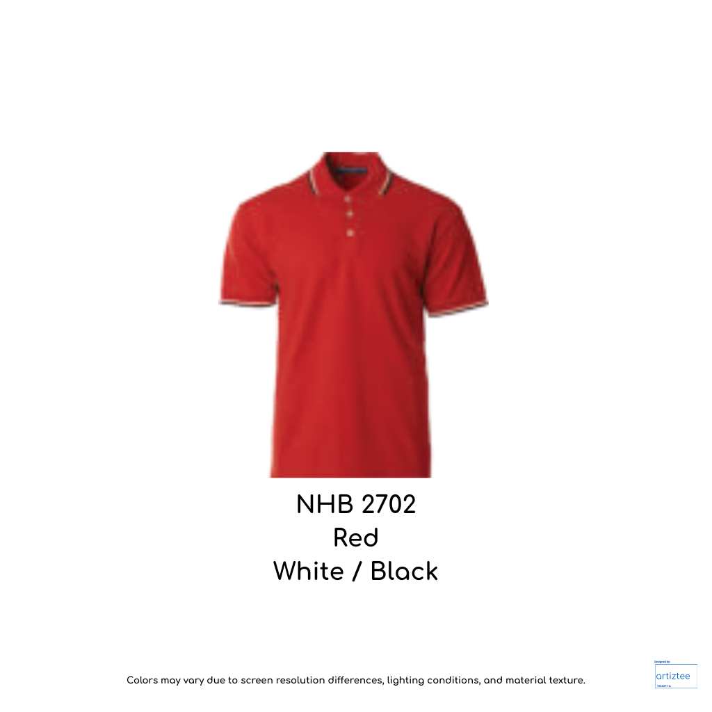 Polo Saffron Unisex 220gsm Red White Black NHB2702