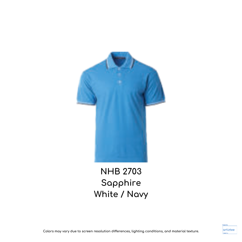Polo Saffron Unisex 220gsm Sapphire White Navy NHB2703