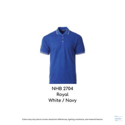 Polo Saffron Unisex 220gsm Royal White Navy NHB2704