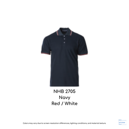 Polo Saffron Unisex 220gsm Navy Red White NHB2705