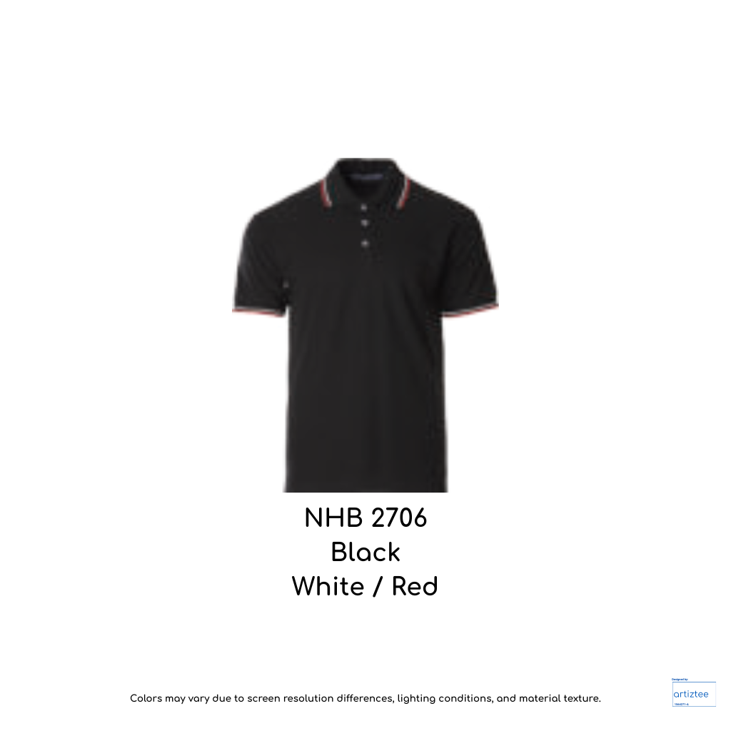 Polo Saffron Unisex 220gsm Black White Red NHB2706