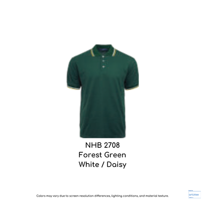 Polo Saffron Unisex 220gsm Forest Green White Daisy NHB2708