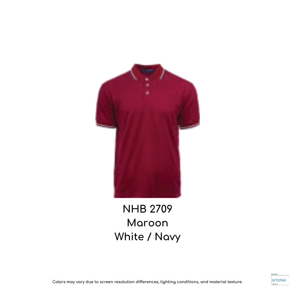 Polo Saffron Unisex 220gsm Maroon White Navy NHB2709